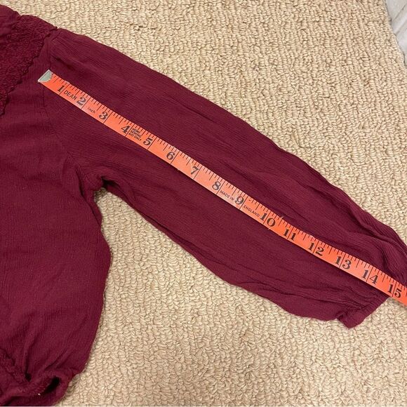 HOLLISTER Boho Cropped Lace Wrap Top Burgundy - XS - Picture 10 of 10
